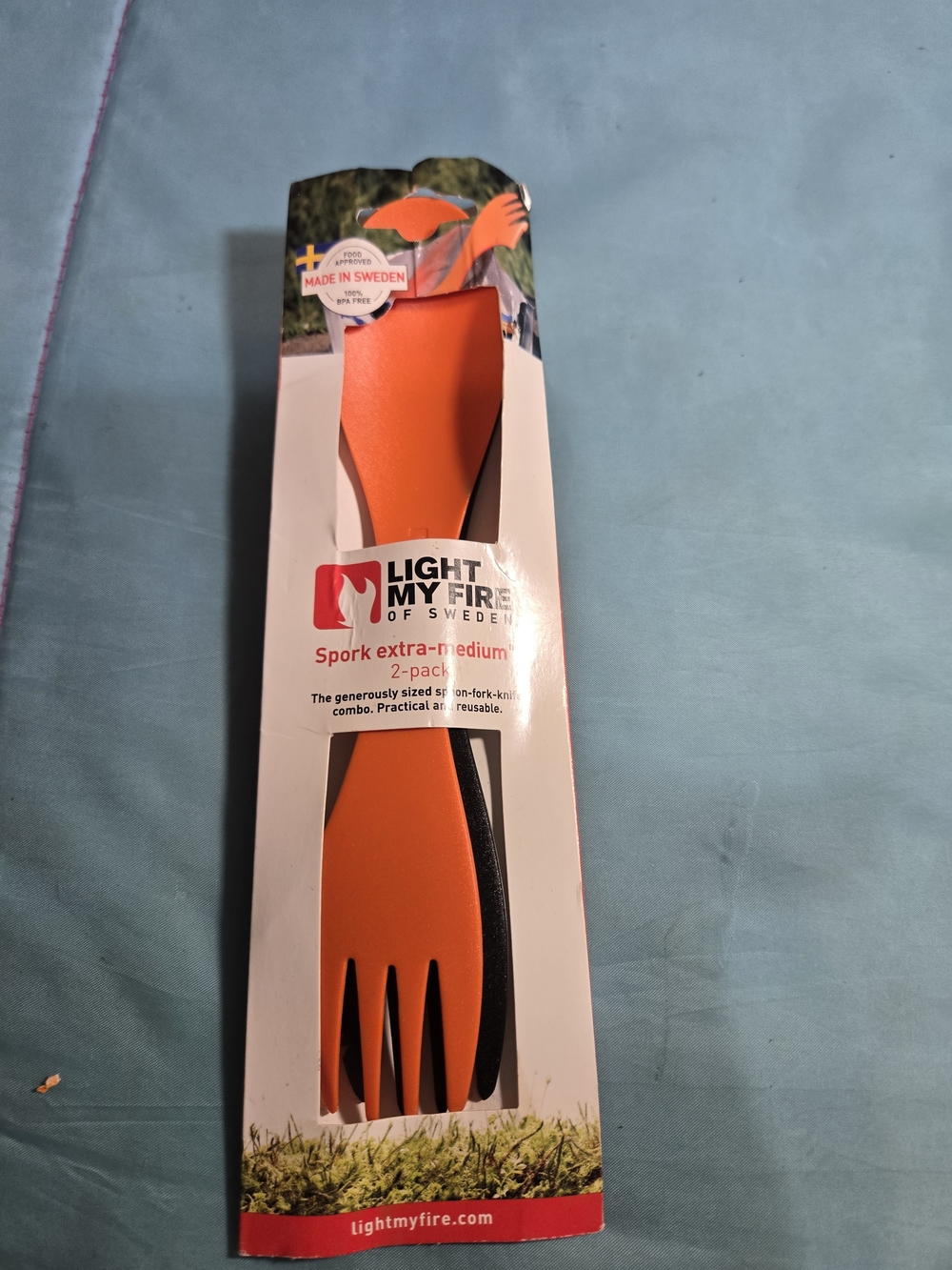 Light My Fire Spork Original 2-pack 3-in-1 Camping Spoon Fork Knife Combo